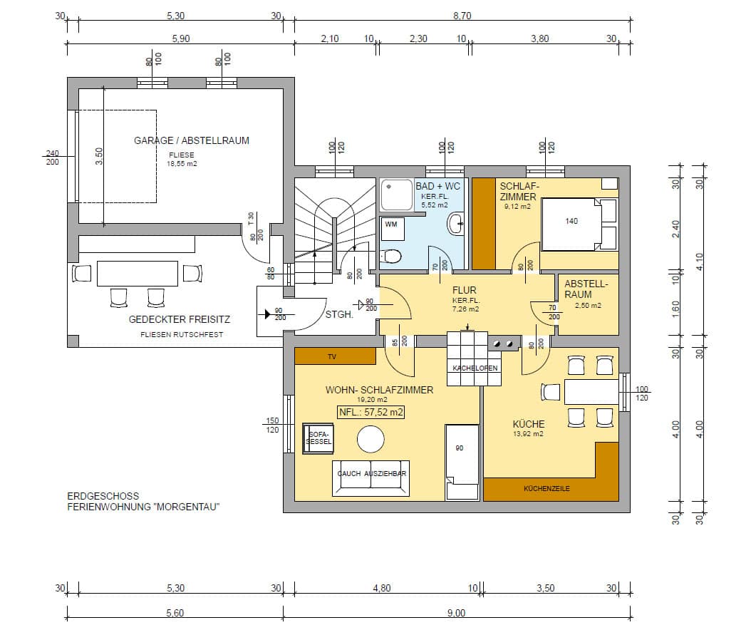 Grundriss Ferienwohnung Morgentau am Wolfgangsee